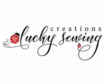 Ladybug Logo. Sew Logo. Sewing Logo. Stitch Logo. Needle Logo. Sew Creation Logo. Ladybird Logo. Button Logo. Handmade Shop Logo.