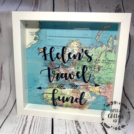 Personalised Adventure fund money drop box box frame