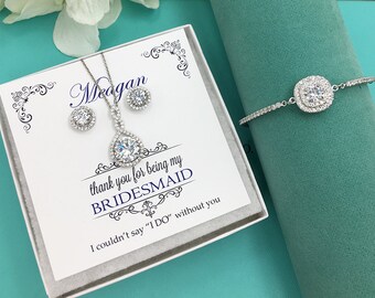 Bridesmaid Jewelry Set, Bridesmaid Necklace Gift Set, Bridesmaid Jewelry Gift, bridesmaid jewelry set, Karina Long Bridesmaids Jewelry Set