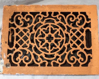 Vent Grate or Radiator Grate, Large Rectangular Cast Iron Architectural Salvage