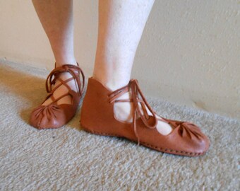Handmade Leather Sandals, Custom Made, Medieval Sandal, Soft Sole Sandal, Renaissance Faire, Hand Sewn Leather Shoe, Woodland, Fairy