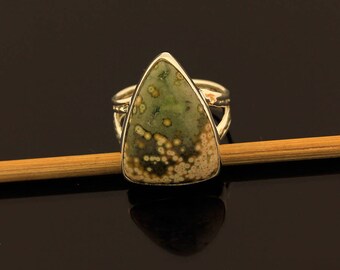 Ocean Jasper Ring // 925 Sterling Silver // Ring Size 5.5 // Handmade Jewelry