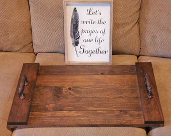 Rustic Tray, Wooden Tray, Ottoman Tray, Coffee Table Tray, Gifts for Him, Rustic Decor