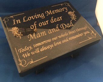 Personalized Laser Engraved Memorial In Black Marble