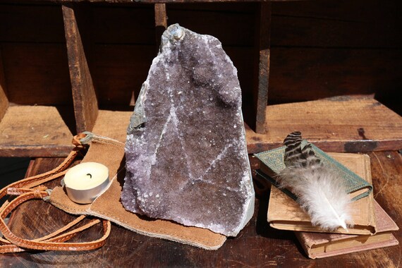 Black Amethyst Geode 2.25 lbs, Druzy Amethyst, Raw Amethyst Cluster, Standing Black Amethyst, Amethyst Cluster, Healing Crystal, Boho