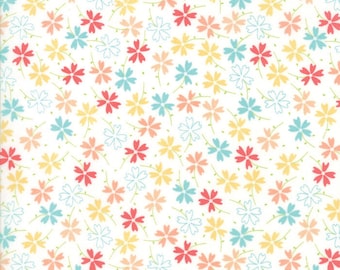 Lulu Lane Pansies fabric in White Multi by Corey Yoder for Moda Fabrics #29023-11