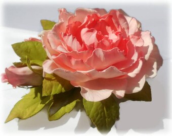 Pink Peony Hair clip Flower barrette Coral wedding Pink wedding Pink flower hair Bridal Peony wedding accessory Rustic Wedding headpiece