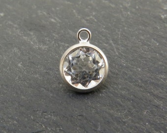 Sterling Silver White Topaz Charm 6mm