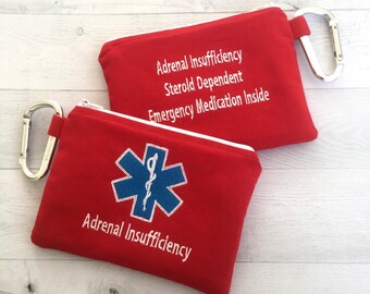 Medical Alert pouch, First Aid Kit, Epi-pen syringe Case, Epipen, Adrenal Insufficiency, personalized, Emergency Medical Bag, Addison