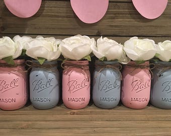 BABY Gender Reveal Mason Jar Set~ Rustic~ Center Pieces~ Home Decor~ Baby Shower~ It's a Boy~ It's a Girl