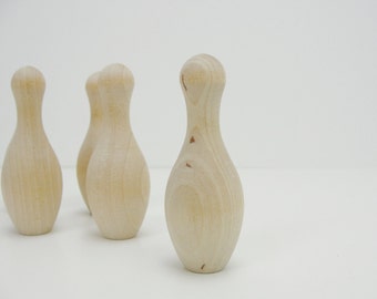 Miniature bowling pins, bowling pins, wooden bowling pins, set of 5