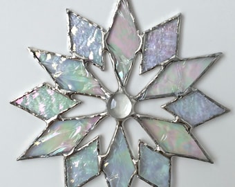 stained glass snowflake suncatcher (design 4D)