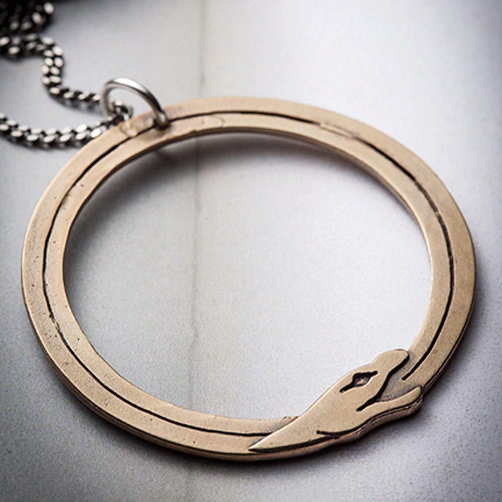 SERPENT bronze ouroboros on a silver chain