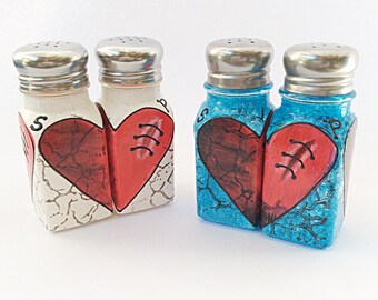 Broken heart healing salt and pepper shakers