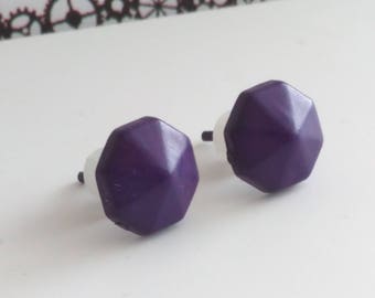 9.5mm NOS PURPLE 1980s earrings, geometric earrings, small 1980s purple earrings, 1980s purple earrings, purple 1980s earrings, purple studs