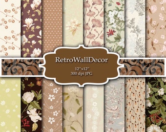 Floral Digital Paper Shabby Chic Papers Floral Patterns Scrapbook Floral Decoupage Papers Vintage Paper Floral Backgrounds Buy 2 Get 1 FREE