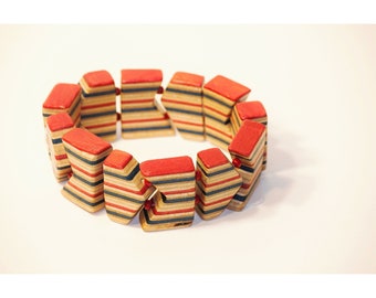Recycled Skateboard Stretchy Bracelet