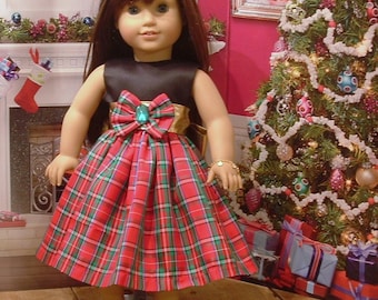 Red Plaid Taffeta Holiday Dress for American Girl Dolls