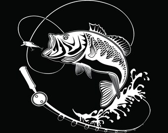 Bass Fishing #10 Logo Angling Fish Hook Fresh Water Hunting Largemouth Smallmouth Striped .SVG .EPS .PNG Clipart Vector Cricut Cut Cutting
