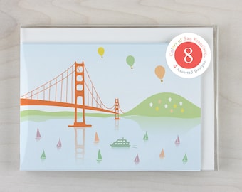 8 Greeting Cards Set - Golden Gate Bridge