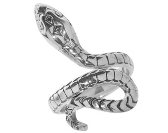 Solid 925 Sterling Silver Coiled Serpent Snake Ring