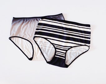 a set of two Hipster style Panties. Striped and checkered panties.