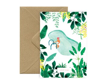 Card A6 - Swimming pool - Chill time