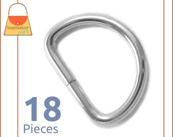 1 Inch D Rings, Nickel Finish, 18 Pieces, Handbag Purse Bag Making Hardware Supplies, 1", RNG-AA084