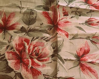 Vintage 1960's Burmel Pink Rose Flower Hankie Handkerchief