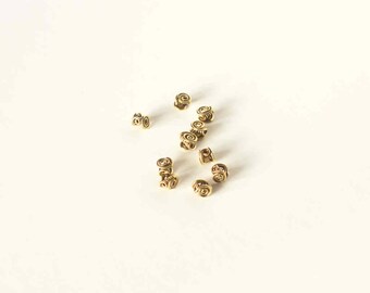 Brass Spiral Beads - Celtic Spiral Beads Antiqued Brass 1/4" Pack of 10 Brass Beads Handmade Hand Made
