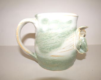 Ceramic White Green Flower Coffee Tea Mug