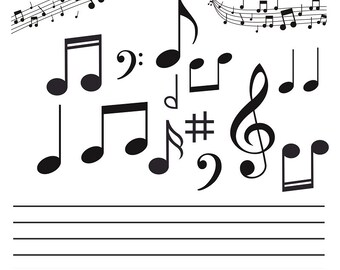 Music Notes Svg, Music Svg, Music Sheet svg, Music stencil, Silhouette, Music keys svg, Musical notes svg, musical lyrics, hamony svg