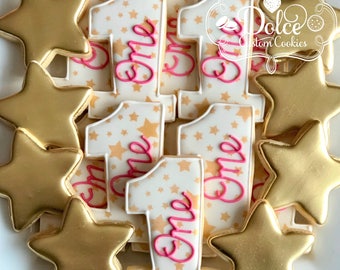 Star Twinkle Twinkle Little Star First Birthday Baby Shower Cookies