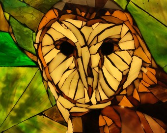 Barn Owl Stained Glass Mosaic