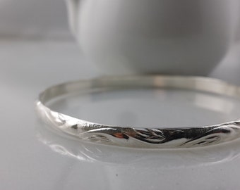 Sterling Silver Swirl Pattern Bangle Bracelet