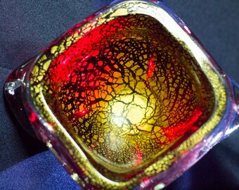 Antique Red and Gold Murano Glass Bowl