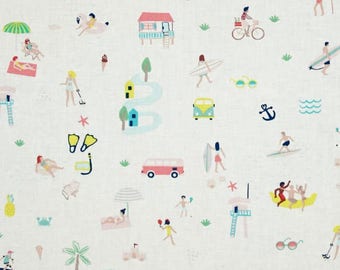Tropical Fabric by the Yard, Quilt, Beach, Novelty, Summer, Sun, Cotton, Surf, Small Print, Seaside, Tropic Like its Hot, Dear Stella, Decor