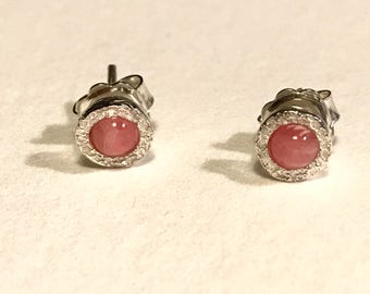 mini silver earrings, with rodrocrosita
