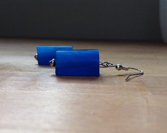 Royal blue resin blocks on silver hooks