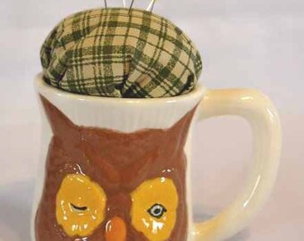Owl Coffee Mug Pincushion