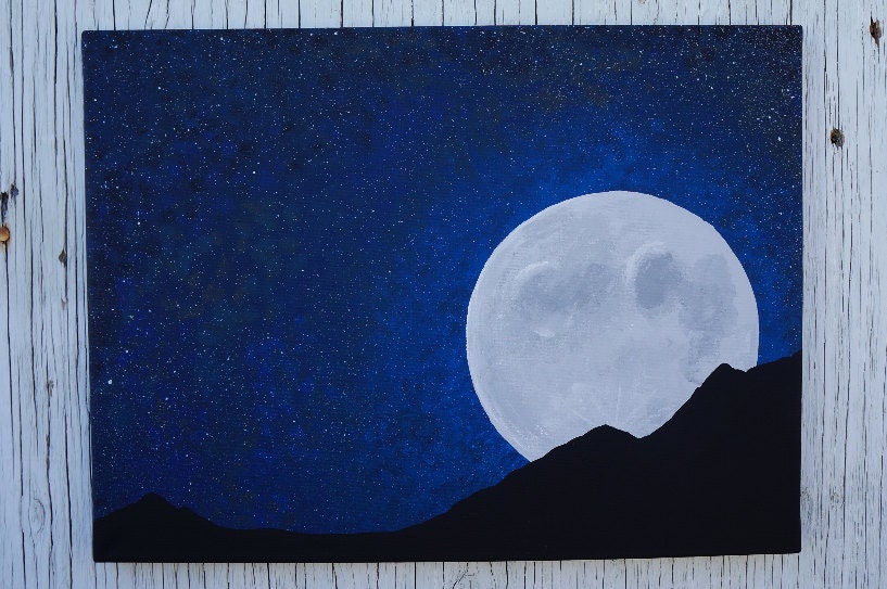 Full Moon Night Sky Painting Moon And Stars Painting Starry   Il Fullxfull.758976735 Tov8 