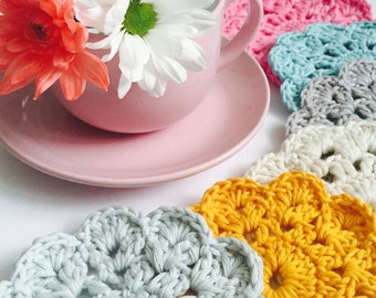 Crochet cotton coasters - set of 4