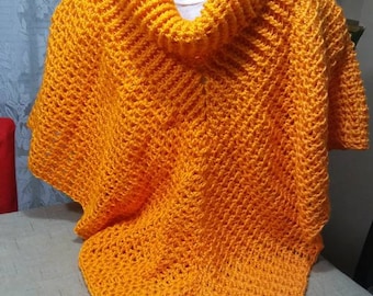 Women Crochet cowl neck poncho