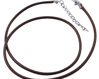 5pc 17 inch Brown Imitation Leather Cord Necklaces-7538M