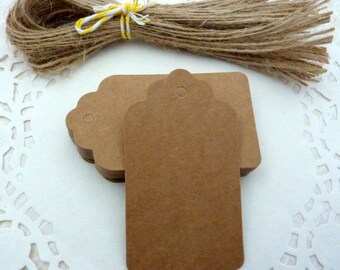 25 Brown Kraft Paper Scalloped Gift Tags Price Tag Crafts 4 x 7cm