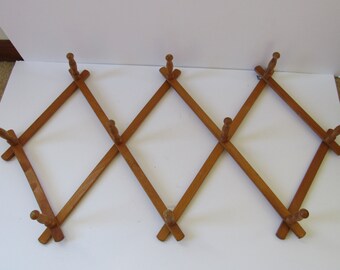 Vintage Wooden Accordion Peg Rack