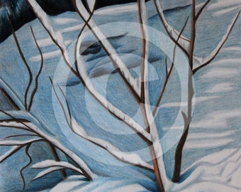 First Snow-original colored pencil drawing
