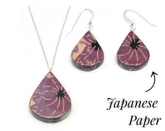 Paper Anniversary Gifts for Women / Paper Jewelry "Lotus" Gift Set / First Wedding Anniversary / 1st Anniversary Gift