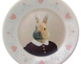 Bernice the Bunny, school portrait plate 6.75"