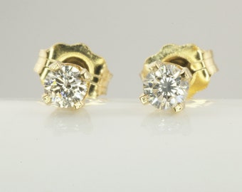 14K Gold Vintage Diamond Stud Earrings, Diamond Earrings, Gift For Mom, Graduation Gift For Her, Gift For Daughter, Girlfriend Gift